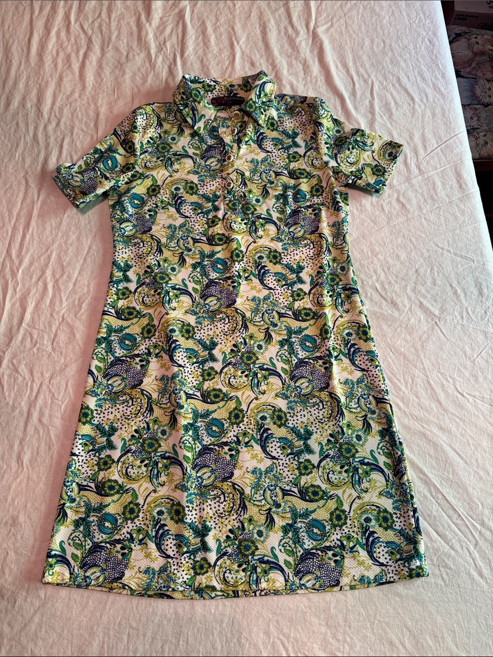 Peck & Peck Green and Blue Paisley Shirt Dress